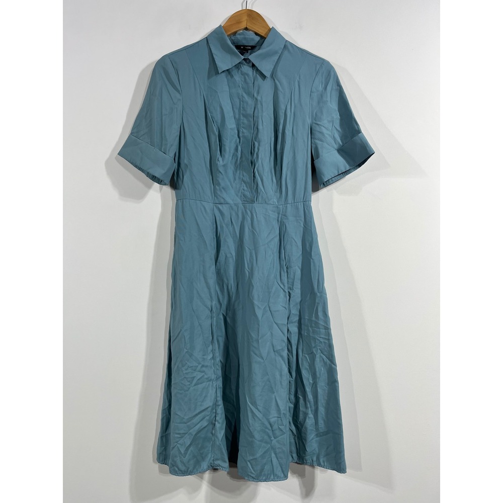 RW&CO Retro Prairie Old Money Preppy 90s Button Front Midi Shirt Prairie Dress 6